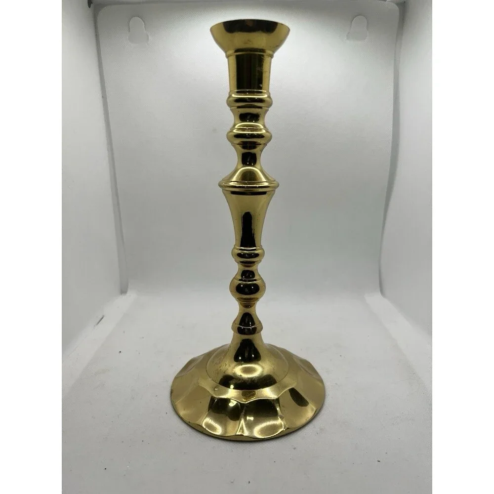 Single Polished Brass Candlestick Candle Holder 8.5